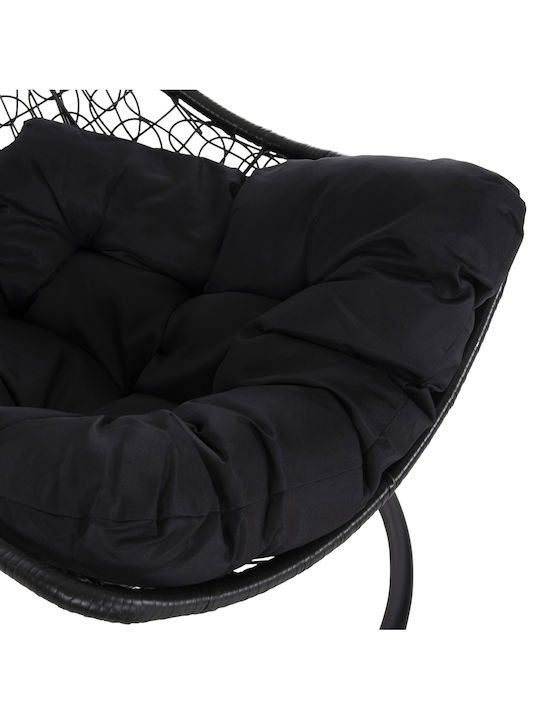 Millie Garten & Veranda Schaukel mit Basis und Kissen Sessel Rattan Schwarz L95xB95xH195cm