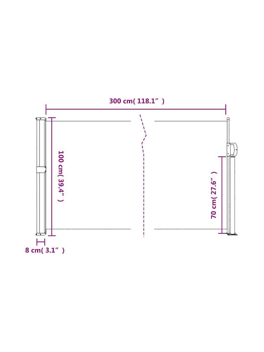vidaXL Rulou lateral de umbrire Terasă Maro x3m