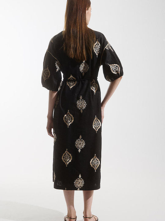 Sommer Midi Damenkleid Schwarz