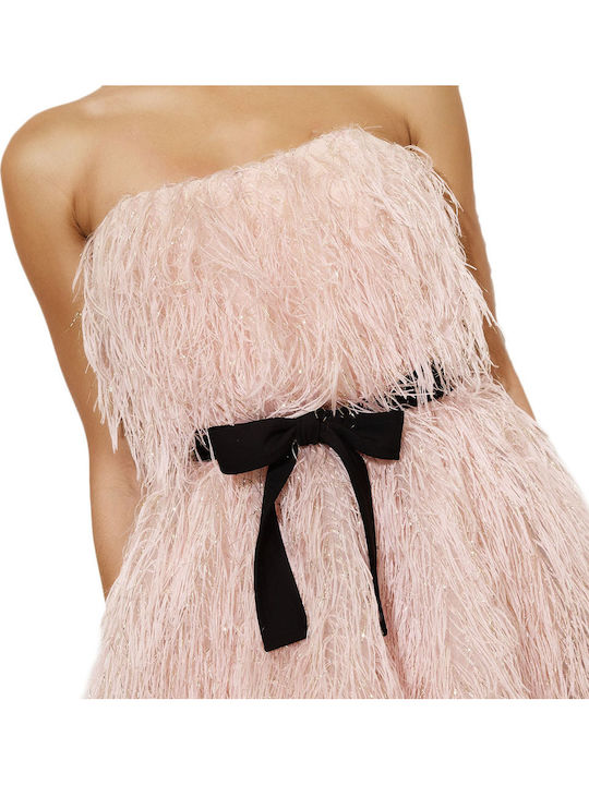 Καλοκαιρινό Midi Φόρεμα για Γάμο / Βάπτιση Strapless Ροζ
