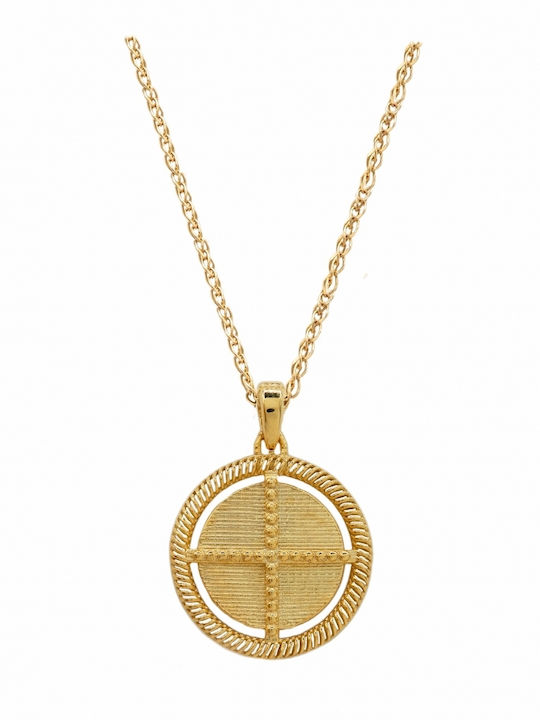Art d or Necklace Constantine Talisman Made of 9 K Gold with Zircon