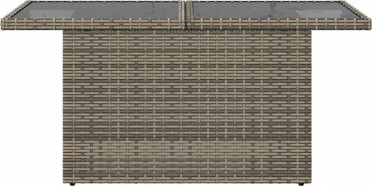 Masa pentru spații exterioare Rattan cu suprafață din sticlă Gri 100x55x73buc