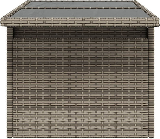 Masa pentru spații exterioare Rattan cu suprafață din sticlă Gri 100x55x73buc