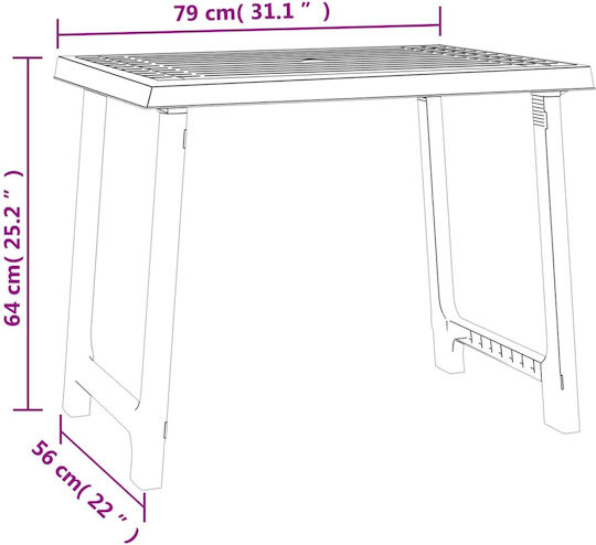 Outdoor Dinner Free Standing Wood Table Natural 79x56x64cm