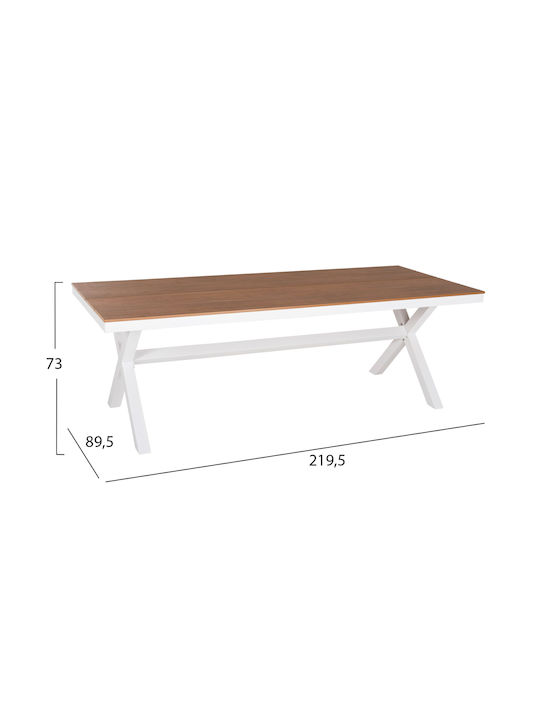 Masa pentru spații exterioare Polywood cu schelet din aluminiu Tawnee Alb 219.5x89.5cm