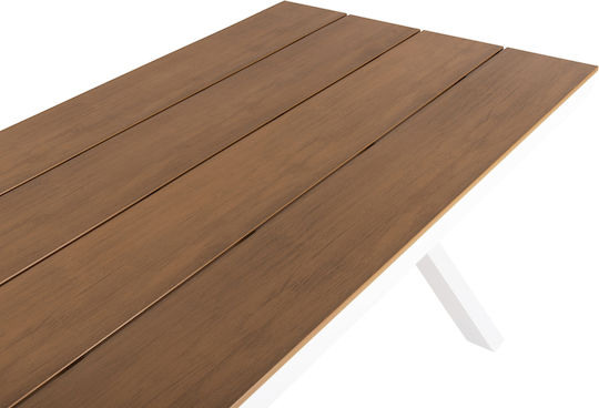 Masa pentru spații exterioare Polywood cu schelet din aluminiu Tawnee Alb 219.5x89.5cm