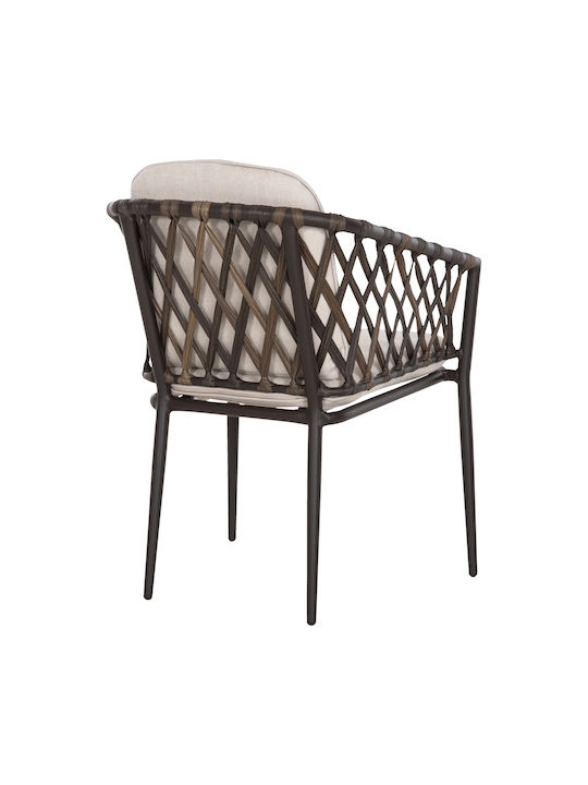 Outdoor Armchair Aluminum Bolly CAFE-BEZ with Cushion