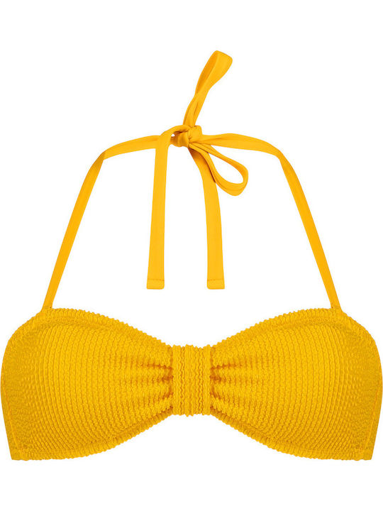 Crinkle Trägerloses Bikinioberteil Gelb
