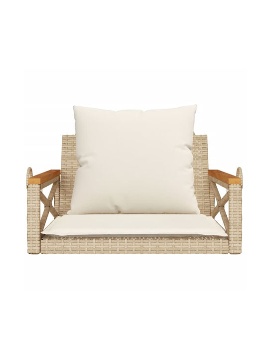 Rattan Swing Beige with 110kg Maximum Weight Capacity L63xW62xH40cm