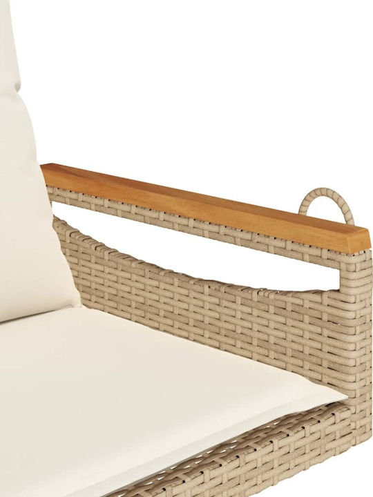Rattan Swing Beige with 110kg Maximum Weight Capacity L63xW62xH40cm