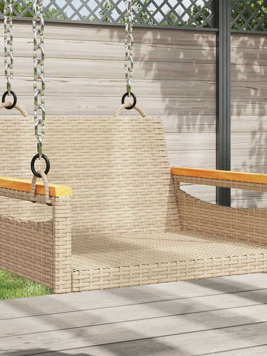 Rattan Swing Beige with 110kg Maximum Weight Capacity L63xW62xH40cm