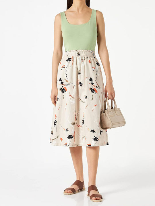 Tom Tailor Midi Rock Blumen in Beige Farbe