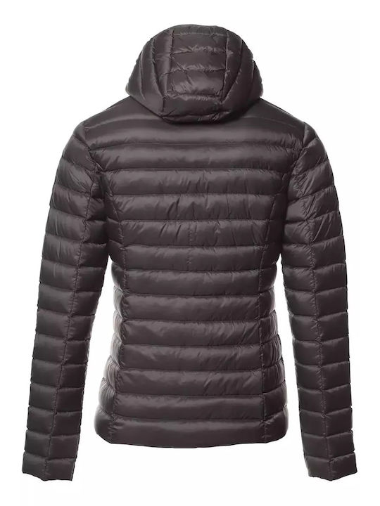 Just Over The Top Women's Short Puffer Jacket for Winter with Hood Gris Antrha