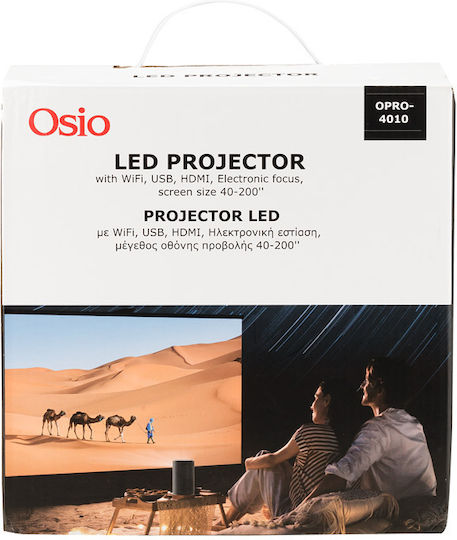 Osio OPRO-4010 Projektor LCD HD LED-Lampe mit Wi-Fi und Eingebauten Lautsprechern Gray