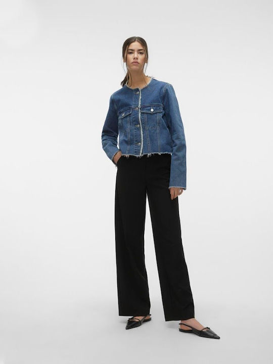 Women's Short Jean Jacket for Spring or Autumn Medium Blue