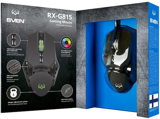Sven RX-G815 RGB Gaming Ποντίκι 8000 DPI Μαύρο