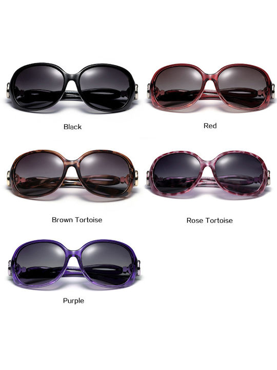Techsuit Women's Sunglasses with Purple Plastic Frame and Purple Gradient Polarized Lens