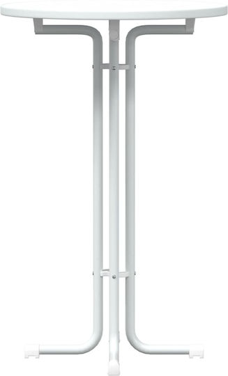 vidaXL Round Bar Table Collapsible Wooden with Metal Frame White 70x70x110 cm