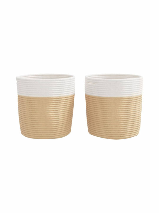 vidaXL Καλάθι Αποθήκευσης Υφασμάτινο Μπεζ 28x28x28cm 2τμχ