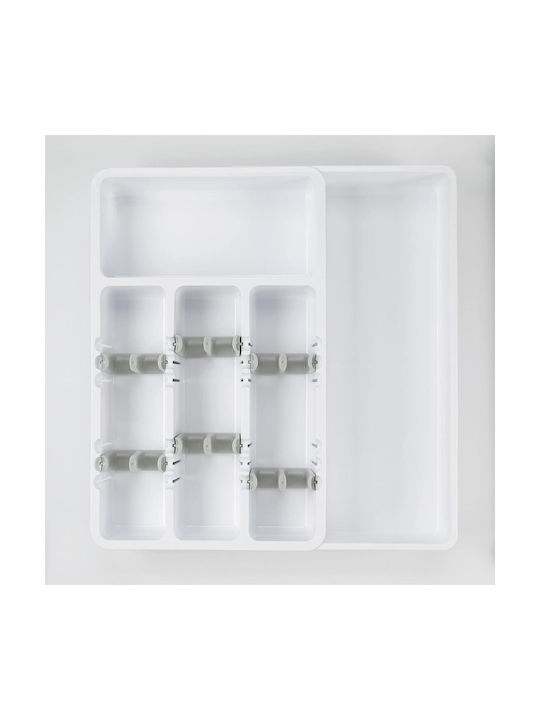 Extendable Cutlery Rack Zola Adjustable Inserts White Grey Spacious Easy To Clean 24-41 X 38