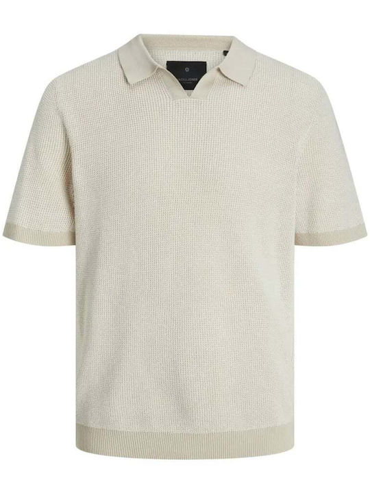 Jack & Jones Bluza Bărbătească cu Mânecă Scurtă Polo Snow White