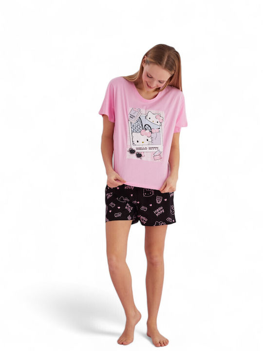 Siyah Inci Summer Women's Pyjama Set Pink