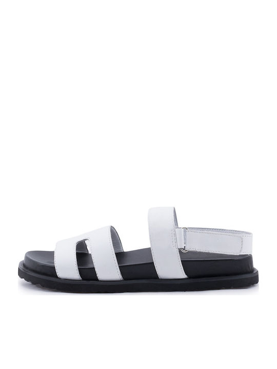 Δερμάτινα Γυναικεία Σανδάλια Flatforms Λευκά