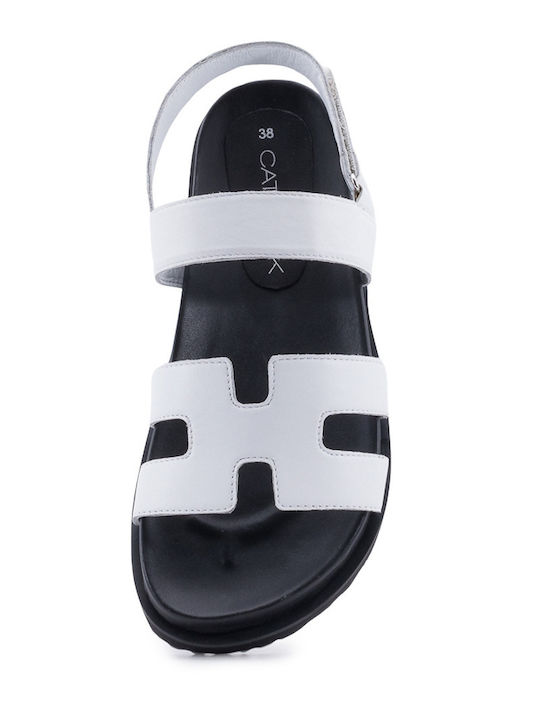 Δερμάτινα Γυναικεία Σανδάλια Flatforms Λευκά
