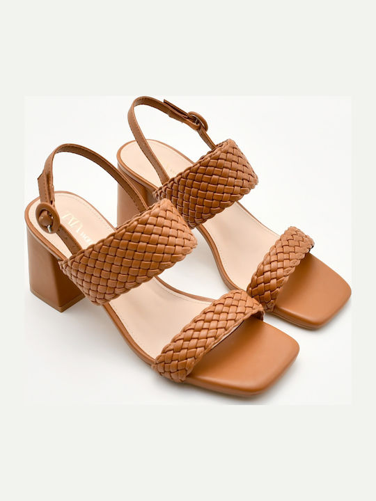 Damen Sandalen mit dickem Absatz in Braun Tata 5 bis 9,5 cm Höhe 1101