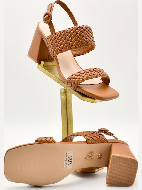 Damen Sandalen mit dickem Absatz in Braun Tata 5 bis 9,5 cm Höhe 1101