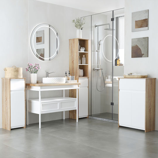 Kleankin Bathroom Cabinet L32.6xW30xH90cm White