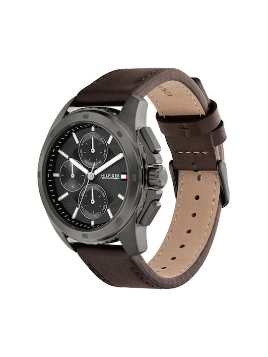 Tommy Hilfiger Watch Battery with Brown Leather Strap