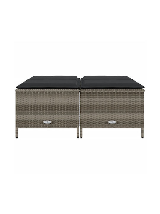 Băncuțe De Grădină Cub Pentru Exterior Rattan Cu Pernă Gri 4 Buc 50x48x36.5cm
