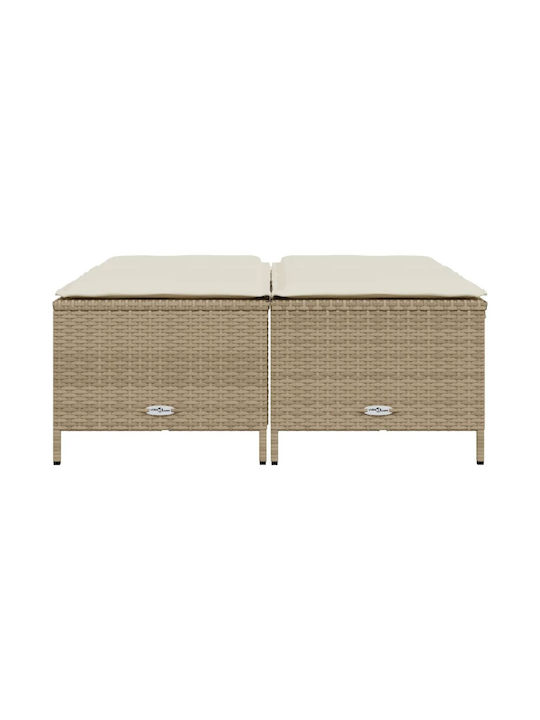 Outdoor Stool Rattan Beige 4 Pieces 50x48x36.5cm
