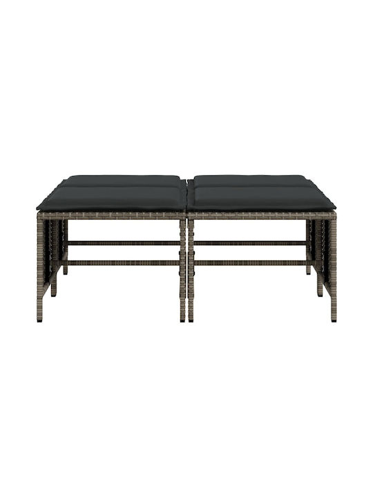 Băncuțe De Grădină Cub Pentru Exterior Rattan Cu Pernă Gri 4 Buc 50x48x36.5cm
