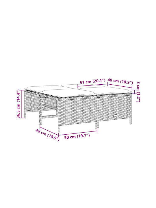 Băncuțe De Grădină Cub Pentru Exterior Rattan Cu Pernă Gri 4 Buc 50x48x36.5cm
