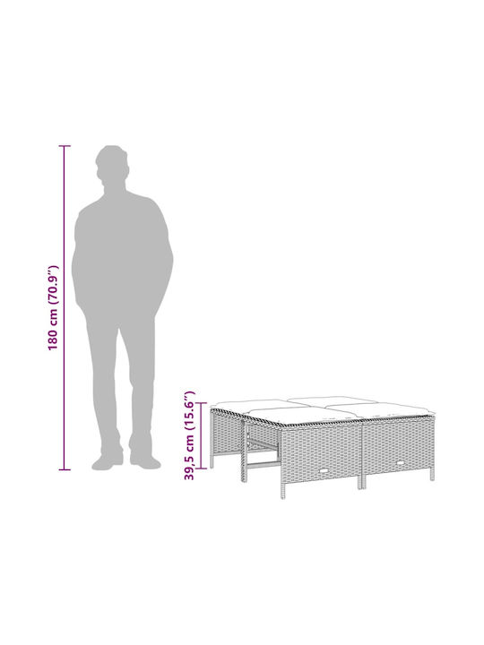 Băncuțe De Grădină Cub Pentru Exterior Rattan Cu Pernă Gri 4 Buc 50x48x36.5cm