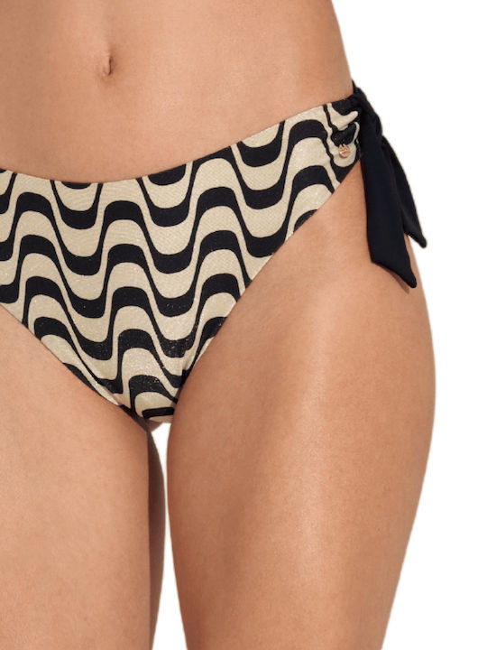 Bikini Slip με Κορδονάκια Μαύρο-χρυσό