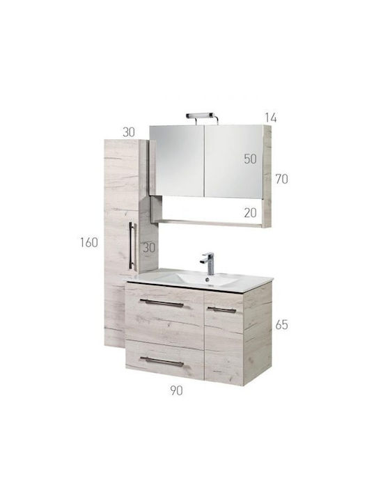 Mabo Dual M 90 Oglindă de Baie cu Lungime 90cm