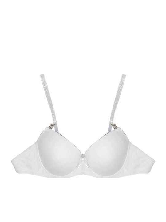 Set Join Sutien Super Pushup cu Spate din Silicon pentru Femei Cupa A Poliamidă Bej-Negru-Alb