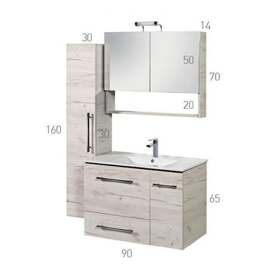 Mabo Dual Στήλη Μπάνιου Δαπέδου Μ30xΒ30xΥ160cm Λευκή