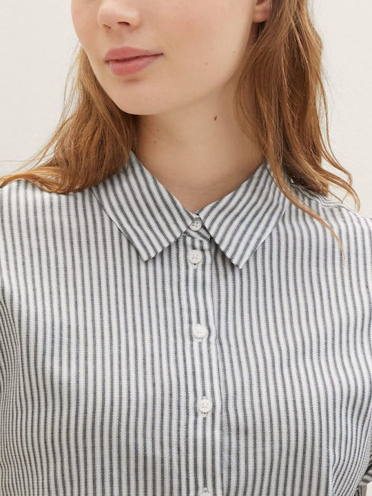 Women's Striped Short Sleeve Shirt Navy White Stripe