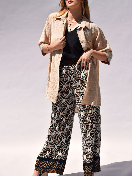Damen Leinen Hemd Beige