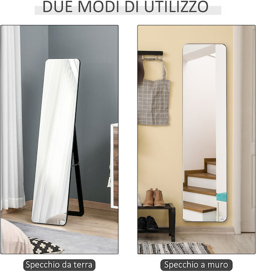 HomCom Oglindă De Podea Cu Cadru Din Lemn Negru 156x43cm