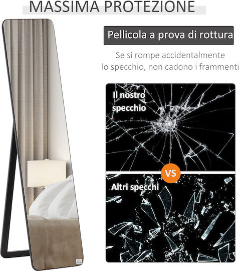 HomCom Oglindă De Podea Cu Cadru Din Lemn Negru 156x43cm