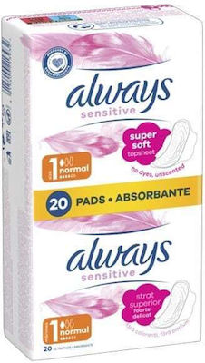 Always Sensitive Ultra Normal Plus Prosoape igienice cu aripi Mărime 1 în Pachet dublu 2x10 buc