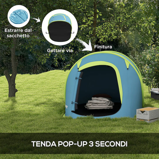 Outsunny Σκηνή Camping Pop Up Μπλε 3 Εποχών για 1 Άτομο 245x148x105εκ.