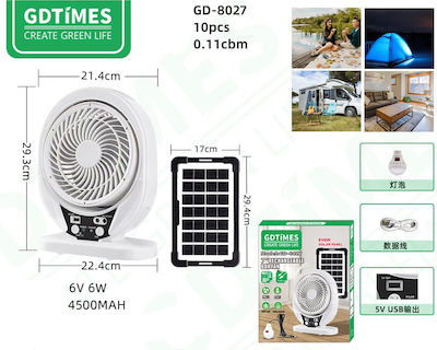 Rechargeable Solar Fan Powerbank One Lamp Power Cable Gd-8027