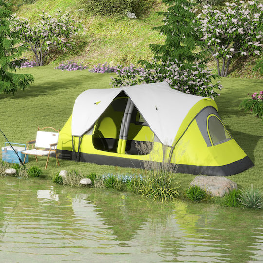 Outsunny Camping Tent Tunnel Green with Double Cloth 3 Seasons for 4 People 450x215x180cm