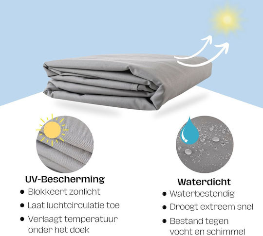 Wasserdicht Plane 180gr/m² 3.6x3.6m. Licht Typ Gray